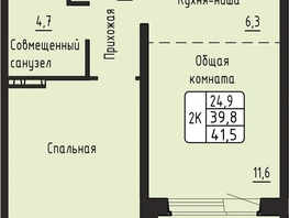 Продается 2-комнатная квартира ЖК Гренландия, Лес дом №6, 41.5  м&sup2;, 6513334 рублей