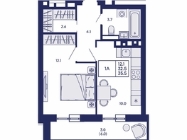 Продается 1-комнатная квартира ЖК Горизонт, дом 2, 35.5  м&sup2;, 6300000 рублей