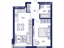 Продается 1-комнатная квартира ЖК Сила леса, корп 1, 40.3  м&sup2;, 7300000 рублей
