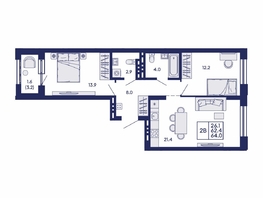 Продается 2-комнатная квартира ЖК Сила леса, корп 2, 64  м&sup2;, 10300000 рублей
