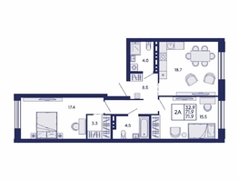 Продается 2-комнатная квартира ЖК Сила леса, корп 2, 71.9  м&sup2;, 10100000 рублей