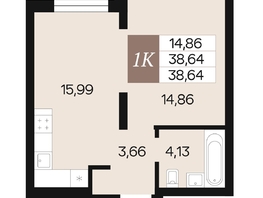 Продается 1-комнатная квартира ЖК Роза ветров, 38.64  м&sup2;, 5607800 рублей