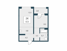 Продается 2-комнатная квартира ЖК Цветной бульвар, дом 4 сек 1, 42.6  м&sup2;, 5900000 рублей