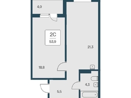 Продается 2-комнатная квартира ЖК Эко-квартал на Кедровой, д 3 сек 2, 53.7  м&sup2;, 6940000 рублей