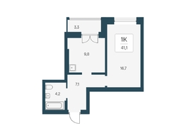 Продается 1-комнатная квартира ЖК Расцветай на Кропоткина, дом 1, 41.1  м&sup2;, 8850000 рублей