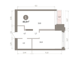 Продается 1-комнатная квартира ЖК Европейский берег, дом 32, 46.82  м&sup2;, 10760000 рублей