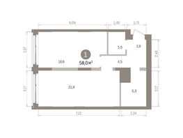 Продается 1-комнатная квартира ЖК Европейский берег, дом 32, 57.99  м&sup2;, 10300000 рублей