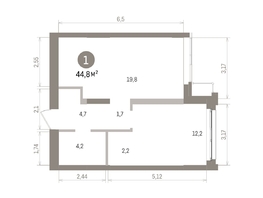 Продается 1-комнатная квартира ЖК Европейский берег, дом 32, 44.77  м&sup2;, 9000000 рублей