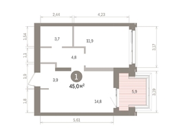 Продается 1-комнатная квартира ЖК Европейский берег, дом 32, 45.04  м&sup2;, 10110000 рублей