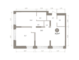 Продается 2-комнатная квартира ЖК Европейский берег, дом 32, 74.4  м&sup2;, 14570000 рублей