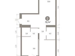 Продается 2-комнатная квартира ЖК Европейский берег, дом 32, 75.66  м&sup2;, 14580000 рублей
