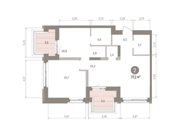 Продается 2-комнатная квартира ЖК Европейский берег, дом 32, 78.6  м&sup2;, 14810000 рублей