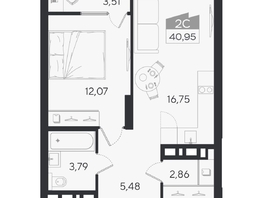 Продается 2-комнатная квартира ЖК Ясный берег, дом 10, бс 6-7, 44.46  м&sup2;, 8796000 рублей