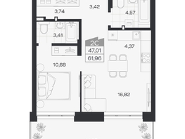 Продается 2-комнатная квартира ЖК Квартал 54, дом 1, 47.01  м&sup2;, 7883000 рублей
