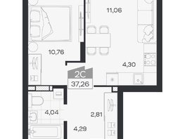Продается 2-комнатная квартира ЖК Квартал 54, дом 1, 37.26  м&sup2;, 6579000 рублей