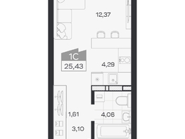 Продается Студия ЖК Квартал 54, дом 1, 25.43  м&sup2;, 4762000 рублей