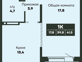 Продается 1-комнатная квартира ЖК Гренландия, Лес дом №4, 41.5  м&sup2;, 6294938 рублей