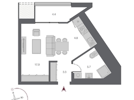 Продается Студия ЖК Беринг, дом 2, 36.4  м&sup2;, 7900000 рублей