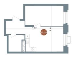 Продается 1-комнатная квартира  19/56 Кварталы Телецентра, 2, 42.8  м&sup2;, 7890000 рублей