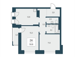Продается 2-комнатная квартира ЖК Расцветай на Кропоткина, дом 2, 58.6  м&sup2;, 10150000 рублей