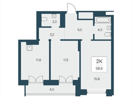 Продается 2-комнатная квартира ЖК Расцветай на Кропоткина, дом 2, 58.6  м&sup2;, 9710000 рублей