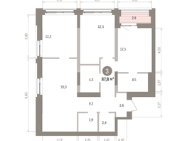 Продается 3-комнатная квартира ЖК Европейский берег, дом 32, 87.82  м&sup2;, 13740000 рублей