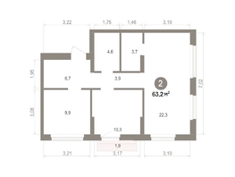 Продается 2-комнатная квартира ЖК Лебедевский квартал, д 1, 63.21  м&sup2;, 9260000 рублей