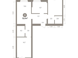 Продается 3-комнатная квартира ЖК Лебедевский квартал, д 1, 75.4  м&sup2;, 11470000 рублей