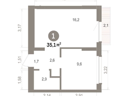 Продается 1-комнатная квартира ЖК Лебедевский квартал, д 1, 35.13  м&sup2;, 6660000 рублей