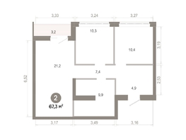 Продается 2-комнатная квартира  Квартал Молодость, дом 1, 67.3  м&sup2;, 9800000 рублей