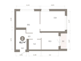 Продается 2-комнатная квартира  Квартал Молодость, дом 1, 61.67  м&sup2;, 9180000 рублей