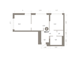 Продается 2-комнатная квартира  Квартал Молодость, дом 1, 58.53  м&sup2;, 8850000 рублей