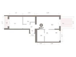 Продается 2-комнатная квартира  Квартал Молодость, дом 1, 69.89  м&sup2;, 10900000 рублей