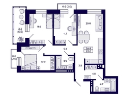 Продается 3-комнатная квартира ЖК Сподвижники, дом 1, 82  м&sup2;, 9700000 рублей