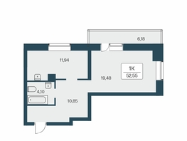 Продается 1-комнатная квартира ЖК Расцветай на Зорге, дом 2, 53.4  м&sup2;, 4900000 рублей
