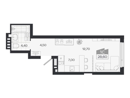 Продается Студия ЖК Ясный берег, дом 33, 28.6  м&sup2;, 5234000 рублей