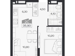 Продается 2-комнатная квартира ЖК Ясный берег, дом 33, 35.9  м&sup2;, 6713000 рублей