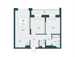Продается 3-комнатная квартира ЖК Расцветай на Кропоткина, дом 2, 67.8  м&sup2;, 11400000 рублей