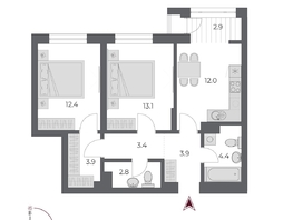 Продается 2-комнатная квартира ЖК ОСКАР, дом 2, 58.8  м&sup2;, 12290000 рублей
