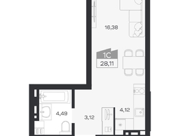 Продается Студия ЖК Ясный берег, дом 20, 28.11  м&sup2;, 5629000 рублей