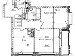 Продается 2-комнатная квартира ЖК Чернышевский, корп 3.3, 54.1  м&sup2;, 12170000 рублей