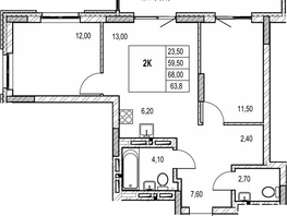 Продается 2-комнатная квартира ЖК Автограф, 59.5  м&sup2;, 9200000 рублей