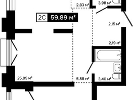Продается 2-комнатная квартира ЖК Платина, 57.41  м&sup2;, 19941000 рублей