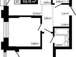 Продается 2-комнатная квартира ЖК Платина, 56.67  м&sup2;, 19689000 рублей