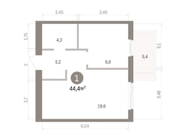 Продается 1-комнатная квартира ЖК Пшеница, дом 5.2, 44.36  м&sup2;, 6210000 рублей