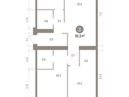 Продается 3-комнатная квартира ЖК Пшеница, дом 5.2, 91.49  м&sup2;, 13100000 рублей
