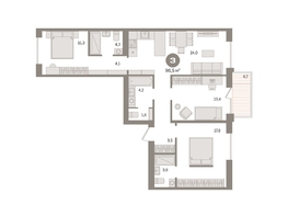 Продается 3-комнатная квартира ЖК Пшеница, дом 2.2, 96.54  м&sup2;, 14030000 рублей
