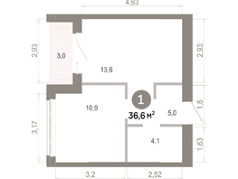 Продается 1-комнатная квартира  Квартал Молодость, дом 1, 36.61  м&sup2;, 5540000 рублей