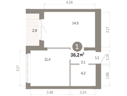 Продается 1-комнатная квартира  Квартал Молодость, дом 1, 36.2  м&sup2;, 5450000 рублей