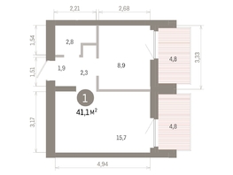 Продается 1-комнатная квартира ЖК Пшеница, 6.1, 41.08  м&sup2;, 5800000 рублей
